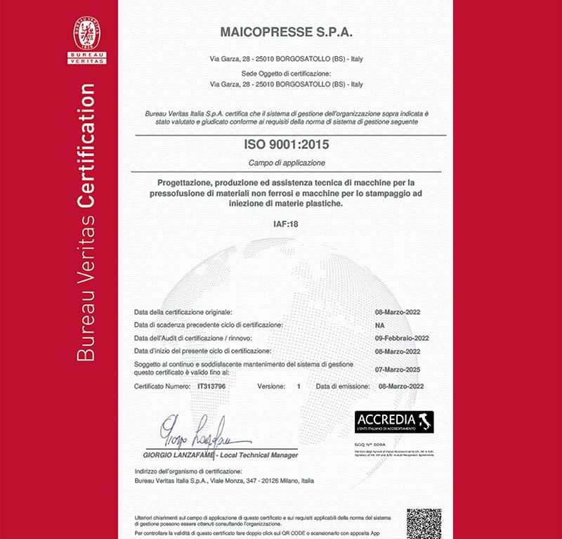 MAICOPRESSE SPA UNI EN ISO 9001 2015-post